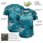 Palm Teal Tropical Hawaii 3D Arbres Authentique Jersey Blanc Baseball Motif Personnalisé Conception Palm Teal Tropical Hawaii 3D Arbres Authentique Jersey Blanc Baseball Motif Personnalisé Conception