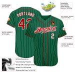 Maillot de baseball authentique à rayures fines, rouge, blanc et vert, Kelly Custom Maillot de baseball authentique à rayures fines, rouge, blanc et vert, Kelly Custom