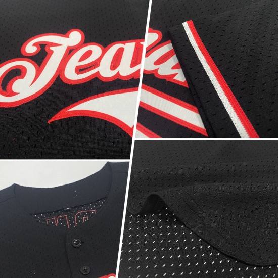 Maillot de baseball noir personnalisé en maille rétro authentique blanc-gris Maillot de baseball noir personnalisé en maille rétro authentique blanc-gris