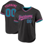 Maillot de baseball personnalisé authentique rose sarcelle noir rétro Maillot de baseball personnalisé authentique rose sarcelle noir rétro