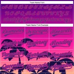 Maillot de baseball authentique Hawaii rose palmier, motif 3D violet, motif arbres, personnalisé Maillot de baseball authentique Hawaii rose palmier, motif 3D violet, motif arbres, personnalisé