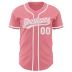 Maillot de baseball blanc moyen rose personnalisé authentique Maillot de baseball blanc moyen rose personnalisé authentique