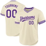 Maillot de baseball authentique violet et blanc personnalisé crème Maillot de baseball authentique violet et blanc personnalisé crème