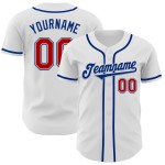 Maillot de baseball personnalisé authentique blanc rouge-royal Maillot de baseball personnalisé authentique blanc rouge-royal