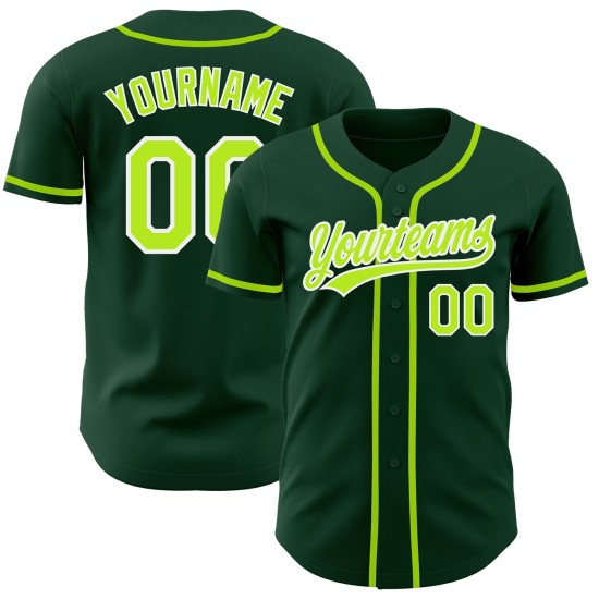 Maillot de baseball personnalisé authentique vert fluo vert-blanc Maillot de baseball personnalisé authentique vert fluo vert-blanc