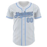 Maillot de baseball bleu clair, personnalisé, blanc, authentique, gris, à fines rayures Maillot de baseball bleu clair, personnalisé, blanc, authentique, gris, à fines rayures