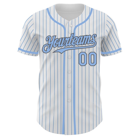 Maillot de baseball bleu clair, personnalisé, blanc, authentique, gris, à fines rayures Maillot de baseball bleu clair, personnalisé, blanc, authentique, gris, à fines rayures