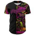 Maillot de baseball 3D motif monstre rose personnalisé noir authentique Maillot de baseball 3D motif monstre rose personnalisé noir authentique