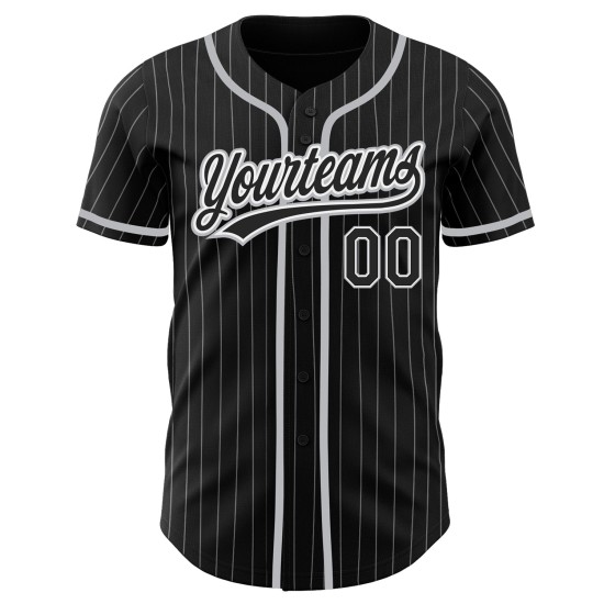 Maillot de baseball noir authentique à rayures noires et grises, blanc Maillot de baseball noir authentique à rayures noires et grises, blanc
