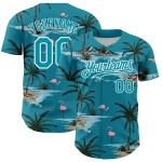 Palm Teal Tropical Hawaii 3D Arbres Authentique Jersey Blanc Baseball Motif Personnalisé Conception Palm Teal Tropical Hawaii 3D Arbres Authentique Jersey Blanc Baseball Motif Personnalisé Conception