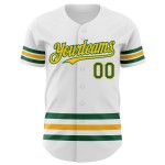 Maillot de baseball Kelly Line authentique blanc vert-or personnalisé Maillot de baseball Kelly Line authentique blanc vert-or personnalisé