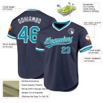 Maillot de baseball personnalisé authentique bleu sarcelle-blanc rétro bleu marine Maillot de baseball personnalisé authentique bleu sarcelle-blanc rétro bleu marine