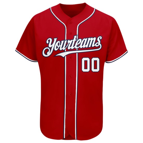 Maillot de baseball personnalisé blanc-bleu marine authentique rouge Maillot de baseball personnalisé blanc-bleu marine authentique rouge