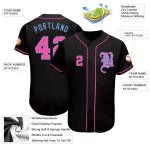 Maillot de baseball rose-noir clair authentique bleu personnalisé Maillot de baseball rose-noir clair authentique bleu personnalisé