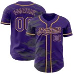 Maillot de baseball personnalisé en acier, gris, authentique, doré, violet Maillot de baseball personnalisé en acier, gris, authentique, doré, violet
