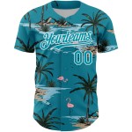 Palm Teal Tropical Hawaii 3D Arbres Authentique Jersey Blanc Baseball Motif Personnalisé Conception Palm Teal Tropical Hawaii 3D Arbres Authentique Jersey Blanc Baseball Motif Personnalisé Conception