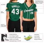 Maillot court vert Kelly Custom blanc-gris à col en V pour femme Maillot court vert Kelly Custom blanc-gris à col en V pour femme