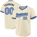 Maillot de baseball rétro bleu marine clair, authentique et personnalisé, crème Maillot de baseball rétro bleu marine clair, authentique et personnalisé, crème