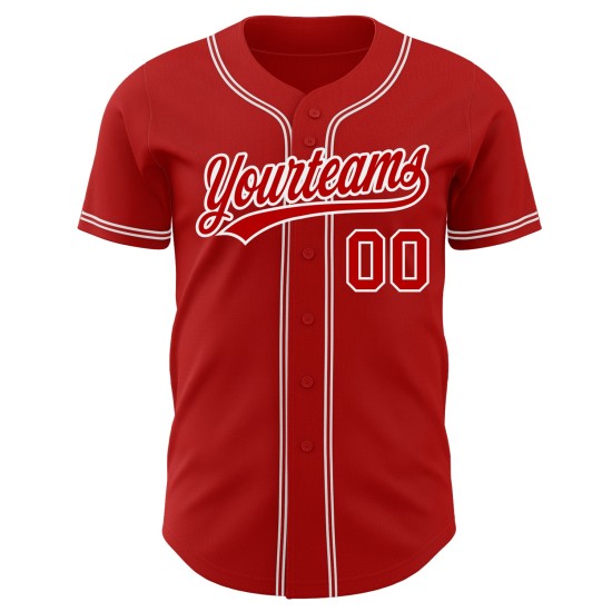 Maillot de baseball authentique personnalisé rouge et blanc Maillot de baseball authentique personnalisé rouge et blanc