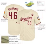 Maillot de baseball rétro personnalisé authentique crème maille cramoisie Maillot de baseball rétro personnalisé authentique crème maille cramoisie