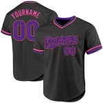 Maillot de baseball personnalisé violet-rose noir rétro authentique Maillot de baseball personnalisé violet-rose noir rétro authentique