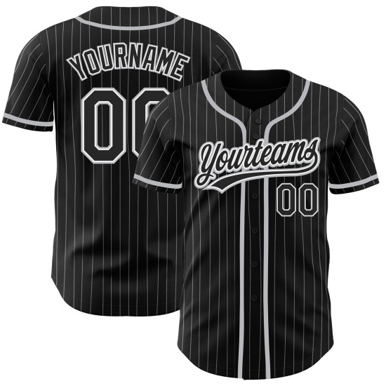 Maillot de baseball noir authentique à rayures noires et grises, blanc Maillot de baseball noir authentique à rayures noires et grises, blanc