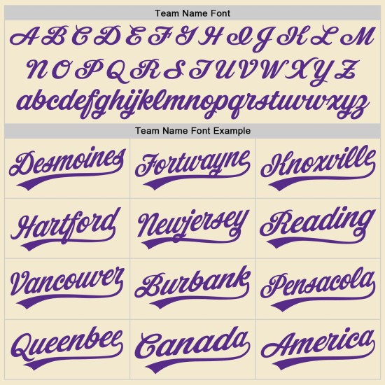 Maillot de baseball authentique violet et blanc personnalisé crème Maillot de baseball authentique violet et blanc personnalisé crème