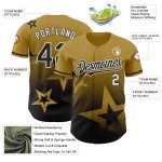 Maillot de baseball 3D dégradé personnalisé, motif étoile doré, noir et blanc authentique, design scintillant Maillot de baseball 3D dégradé personnalisé, motif étoile doré, noir et blanc authentique, design scintillant