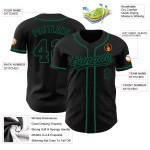 Maillot de baseball personnalisé Black-Kelly Authentic Noir Vert Maillot de baseball personnalisé Black-Kelly Authentic Noir Vert