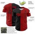 Maillot de baseball rose rouge noir, style authentique, motif gothique personnalisé 3D Maillot de baseball rose rouge noir, style authentique, motif gothique personnalisé 3D