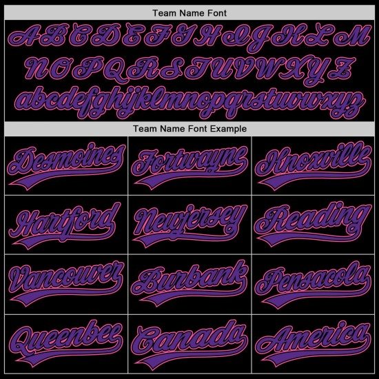 Maillot de baseball personnalisé violet-rose noir rétro authentique Maillot de baseball personnalisé violet-rose noir rétro authentique