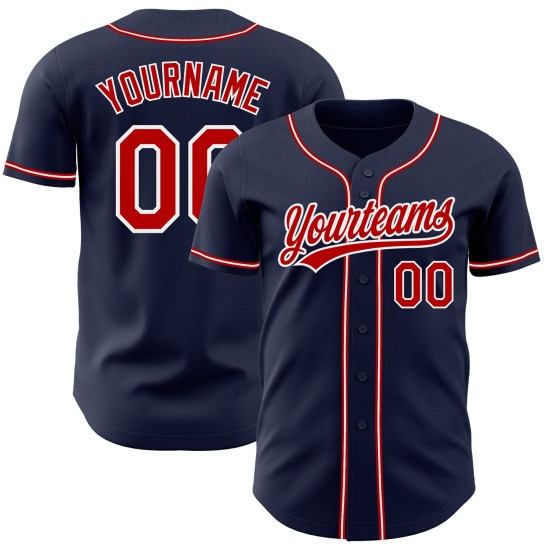 Maillot de baseball personnalisé rouge et blanc bleu marine authentique Maillot de baseball personnalisé rouge et blanc bleu marine authentique
