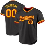 Maillot de baseball noir rétro, doré et rouge, authentique et personnalisé Maillot de baseball noir rétro, doré et rouge, authentique et personnalisé