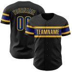 Maillot de baseball personnalisé jaune royal noir authentique Maillot de baseball personnalisé jaune royal noir authentique