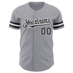 Maillot de baseball personnalisé authentique noir et blanc gris Maillot de baseball personnalisé authentique noir et blanc gris