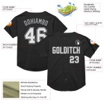 Maillot de baseball noir personnalisé en maille rétro authentique blanc-gris Maillot de baseball noir personnalisé en maille rétro authentique blanc-gris