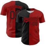 Maillot de baseball rose rouge noir, style authentique, motif gothique personnalisé 3D Maillot de baseball rose rouge noir, style authentique, motif gothique personnalisé 3D