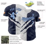 Maillot de baseball authentique à motif graffiti bleu marine clair 3D Maillot de baseball authentique à motif graffiti bleu marine clair 3D