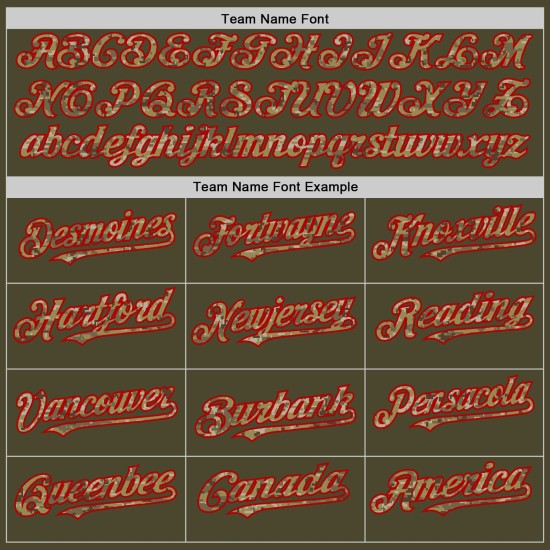Maillot de baseball authentique sans manches camouflage rouge olive Salute, service personnalisé Maillot de baseball authentique sans manches camouflage rouge olive Salute, service personnalisé