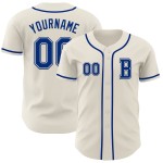 Maillot de baseball authentique personnalisé crème royal Maillot de baseball authentique personnalisé crème royal