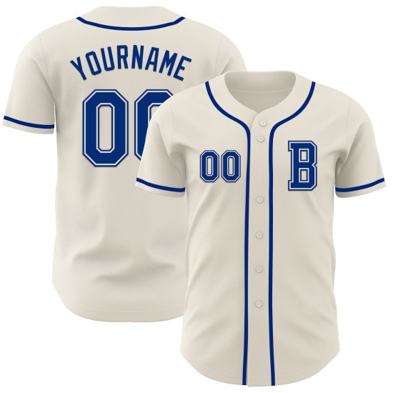Maillot de baseball authentique personnalisé crème royal Maillot de baseball authentique personnalisé crème royal