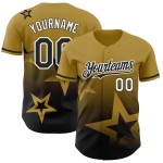 Maillot de baseball 3D dégradé personnalisé, motif étoile doré, noir et blanc authentique, design scintillant Maillot de baseball 3D dégradé personnalisé, motif étoile doré, noir et blanc authentique, design scintillant