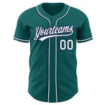 Maillot de baseball authentique personnalisé blanc-bleu marine sarcelle Maillot de baseball authentique personnalisé blanc-bleu marine sarcelle