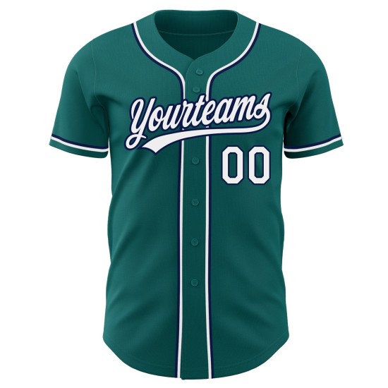 Maillot de baseball authentique personnalisé blanc-bleu marine sarcelle Maillot de baseball authentique personnalisé blanc-bleu marine sarcelle